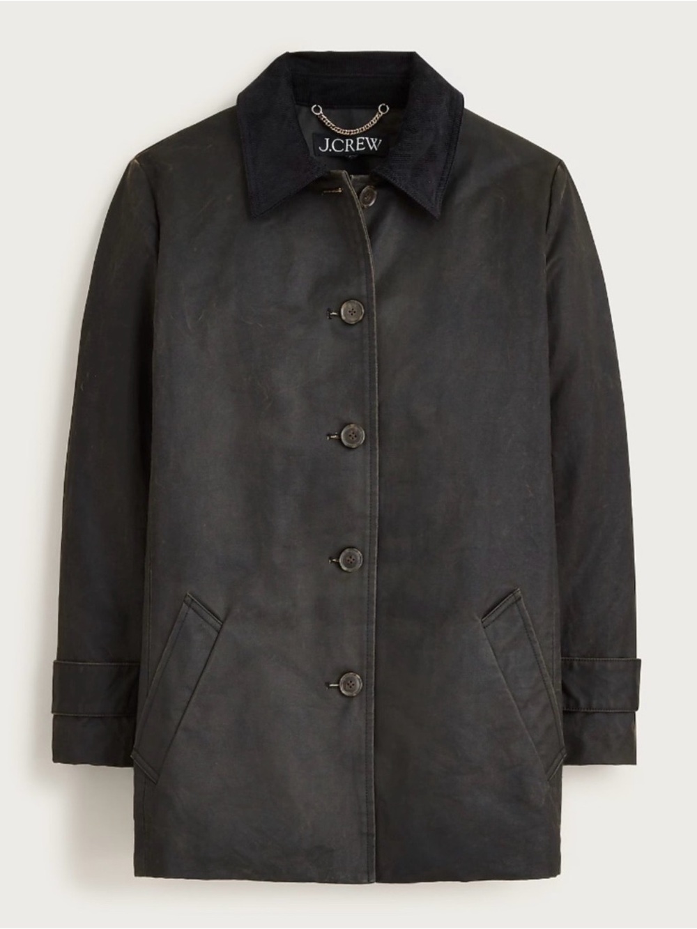 J. Crew Black Grey Coated Barn Jacket Button Front - Picture 5 of 12